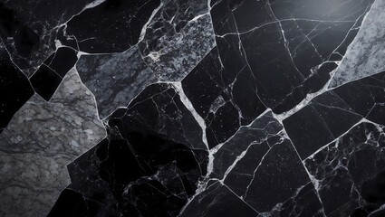 Fototapete - A close-up shot reveals an abstract and stunning dark marble surface with intricate veins and cracks, exuding elegance and luxury
