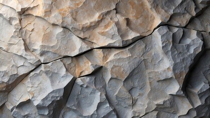 Leinwandbilder - Intricate texture of cracked rocks forming an abstract pattern, displaying a rugged, natural landscape