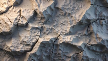 Leinwandbilder - textured stone formation, featuring intricate cracks and a rugged surface. The image showcases the raw beauty of natural stone, capturing its rough and weathered appearance
