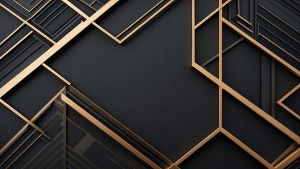 Aufkleber - A black and gold art deco design with geometric patterns and a luxurious feel