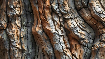 Aufkleber - An intimate view of the textured bark of an old tree, a testament to nature's endurance and beauty. The intricate patterns and colors tell a story of time, weather, and growth.