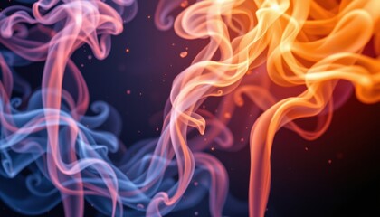 Poster - smoke and light ethereal streams of colored smoke illuminated by soft light in a dreamy atmosphere.