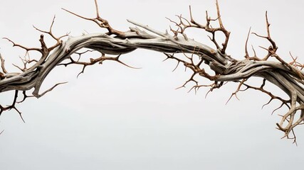 Poster - bare branch in nature: a close-up photograph of a bare, weathered tree branch gracefully arcs across