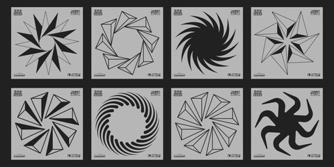 Leinwandbilder - Cool Abstract Y2K Shapes Art. Retrofuturism Covers Vector Design. Acid Rave Posters.