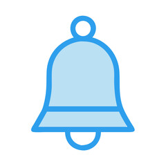 Poster - Simple blue notification bell icon on black background for alert designs.