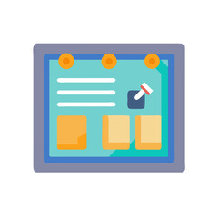 Poster - Colorful Kanban Board Illustration with Notes, Tasks, and Progress Tracking Elements