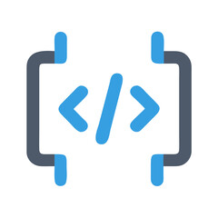Fototapete - Code Icon: Blue HTML Tag Symbol on Black Background, Development Concept