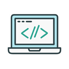 Fototapete - Laptop with Code - Software Development, Programming, Coding, Website Design