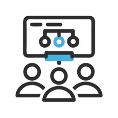 Poster - Team Planning and Strategy Icon: Project Workflow Meeting with Chart