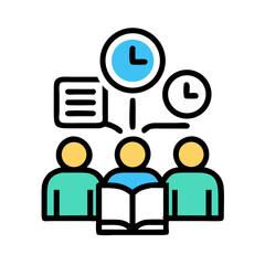 Poster - Meeting Deadline: People Group, Time Management, and Business Efficiency Icon