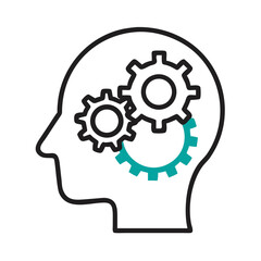 Poster - Human Head with Gears: Thinking, Processing, and Artificial Intelligence Concept