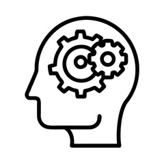 Poster - Conceptual mind with gears on black background: Thinking, intellect, problem-solving