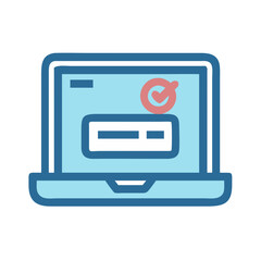 Fototapete - Laptop icon with check mark: successful process, verification and validation.