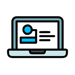 Fototapete - Simple Laptop Icon with Light Blue Accents and a Black Background