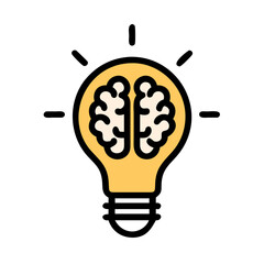 Poster - Lightbulb with a Brain Icon Symbolizing Innovation, Creativity, and Ideas