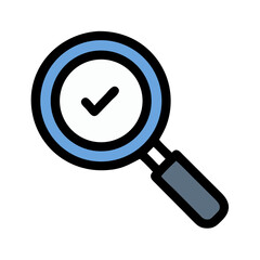 Poster - Verified Search: Magnifying Glass with Check Mark Symbol on Black Background