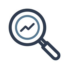 Poster - Magnifying glass with trend line icon, SEO analytics, data analysis