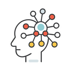 Poster - Mind Map Concept: Head with Network of Connected Ideas