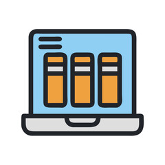 Leinwandbilder - Laptop with Colorful Bar Chart, Data Analysis, Business Report Illustration