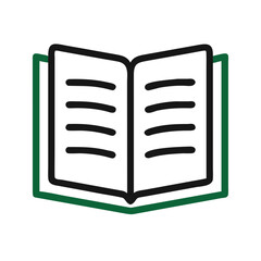 Poster - Open book icon vector illustration with black and green outline