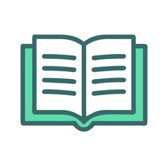 Poster - Open Book Icon Vector, Teal and White Illustration for Education