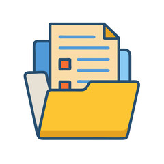 Fototapete - Folder Icon with Checklist, Document Storage, Data Management, and Organization