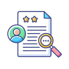 Poster - Document Review with Star Rating: Quality Check and Approval Icon