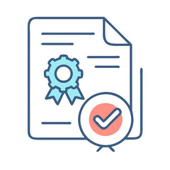 Poster - Approved Quality Assurance Document with Gear, Seal, and Checkmark on Black