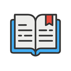 Poster - Open Book Icon with Bookmark: Education, Reading, Knowledge, Library Symbol