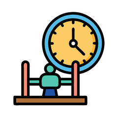 Poster - Time Management in the Workplace: Cartoon Illustration of Clock and Employee
