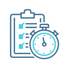 Poster - Project Management: Clipboard Checklist with Stopwatch Icon, Time Management