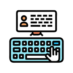 Fototapete - Computer and Keyboard Icon: Technology, Typing, and Digital Interaction Illustration