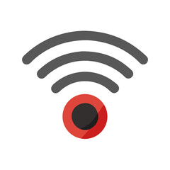 Poster - Red and Grey WiFi Connection Symbol on Black Background - Wireless Network