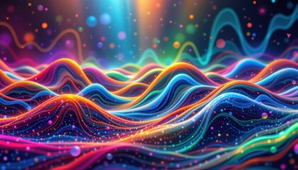 Poster - dynamic sound waves waves of sound represented visually with vibrant colors and flowing patterns in 