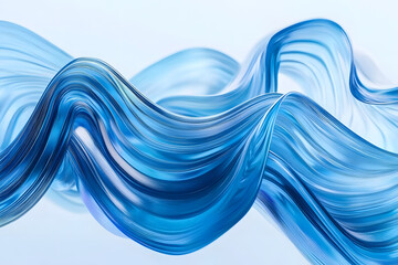 Poster - Abstract glass textured blue waves on a light background