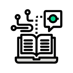 Poster - Minimalist Laptop with Green Dot Icon on a Black Background