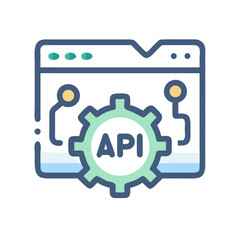Poster - API Integration and Development Icon: Web Application and Gear Symbol
