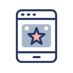 Fototapete - Smartphone with star design display, mobile app UI/UX, mobile interface icon
