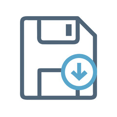 Poster - Floppy Disk with Download Icon: Save and Storage Technology Illustration