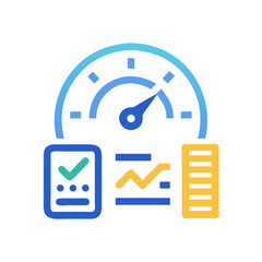 Poster - Performance Dashboard Icon with Checklist, Graph, and Metric Bar Charts