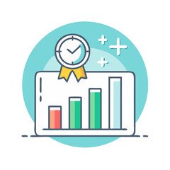 Poster - Performance Growth Chart with Time Clock and Award Ribbon Illustration