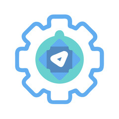 Poster - Gear with Play Button: Automation, Settings, Configuration Icon on Black
