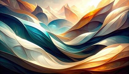 Poster - Flowing waves of colorful textures abstract landscape digital art vibrant environment aesthetic viewpoint visual concept
