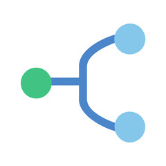 Poster - Diagram of Diverging Paths: Green Origin, Blue Branches on Black Background