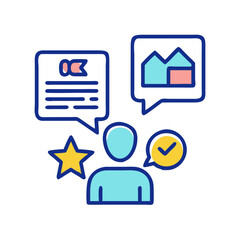Poster - Person Thinking with Ideas and Checkmark, symbolizing decision-making and creative process