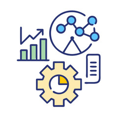 Poster - Data Analysis and Business Analytics Icon Set on Black Background