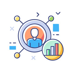 Poster - Data Analysis, Business Intelligence, and Client Connection Illustration on Black Background