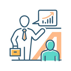 Poster - Business Presentation with Sales Growth and Investor Audience. Vector illustration icon.