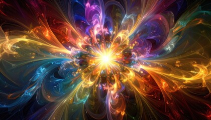 Poster - Dynamic color explosion abstract art digital artwork vibrant universe close-up view creative expression