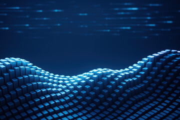 Poster - This illustrates innovation through the strategic data represented by stacked polymer prisms symbolizing business growth and decision-making efficiency